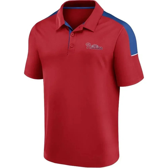 NWT Philadelphia Phillies Men's‎ Small Red/Blue Short Sleeve Polo Shirt - Picture 1 of 6